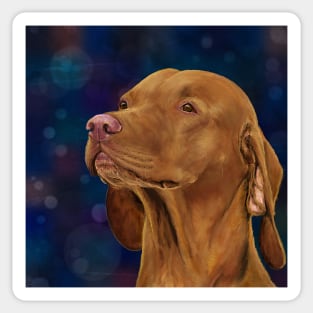 Brown Vizsla Looking to the Side, Painting Sticker